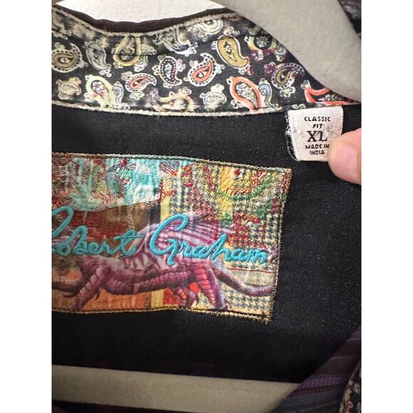 Robert Graham Purple Stripe Classic Fit Cotton Long Sleeve Shirt, XL - Picture 2 of 10